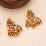 Multi Layer Chain with Ruby Peacock Golden Necklace Set