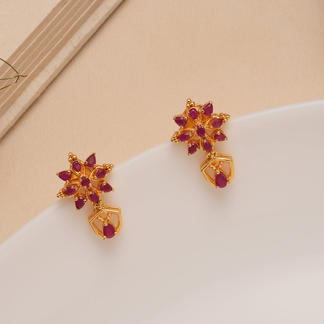 Antique Ruby Peacock Temple Necklace Set