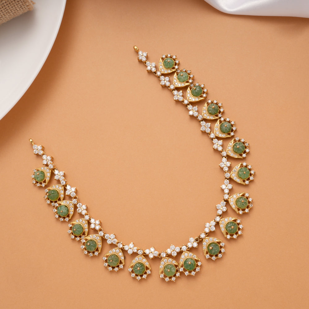 Elegant Cubic Zirconia Green Stone Necklace