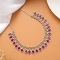 Grand Purple Stone Layer Silver Necklace