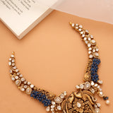 Antique Grand Peacock Motif Golden Necklace