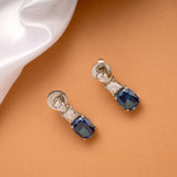 Shining Blue Stone Drops Silver Necklace Set