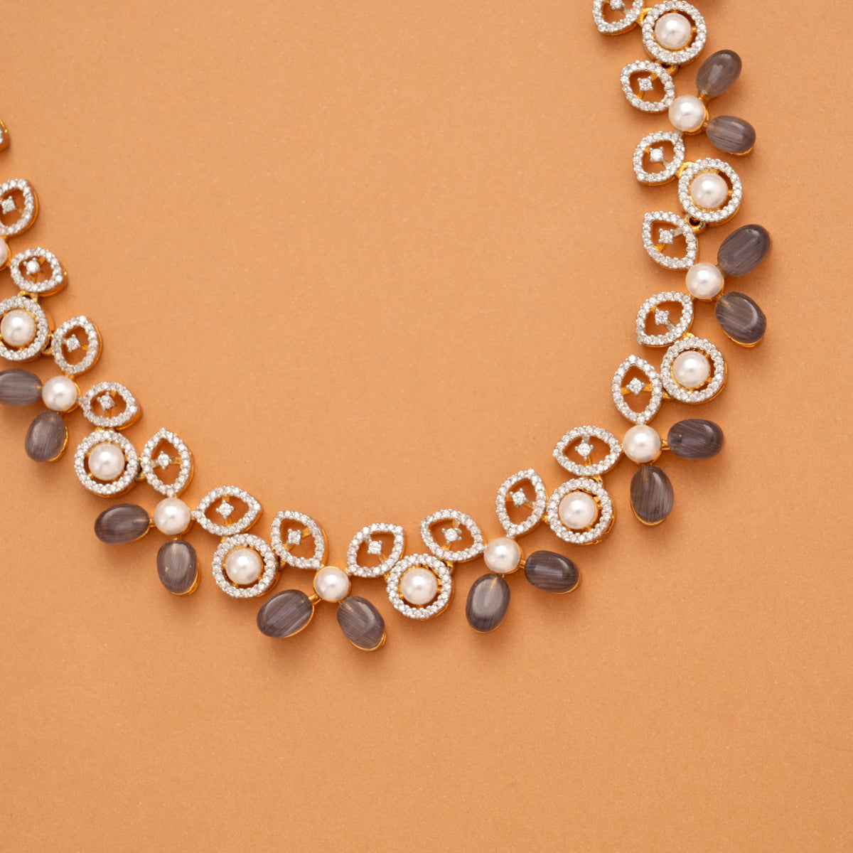 Beautiful Colour Stone Statement Golden Necklace