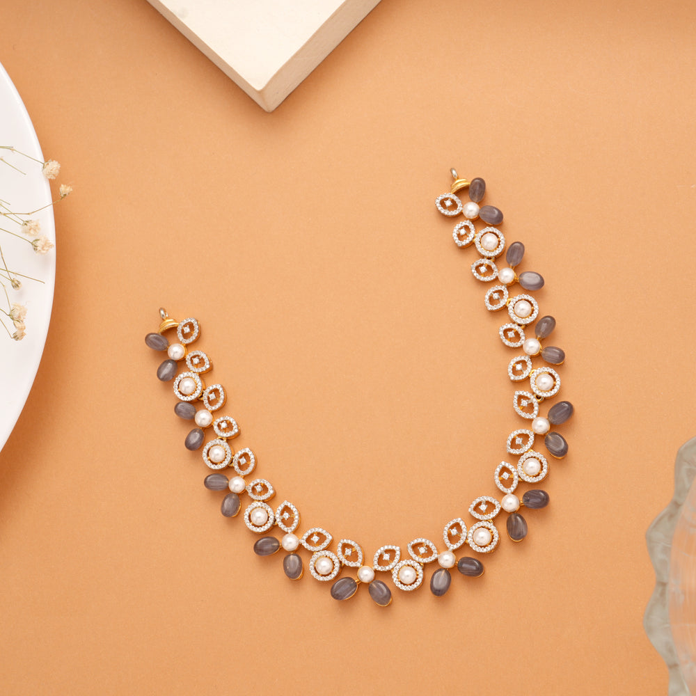 Beautiful Colour Stone Statement Golden Necklace