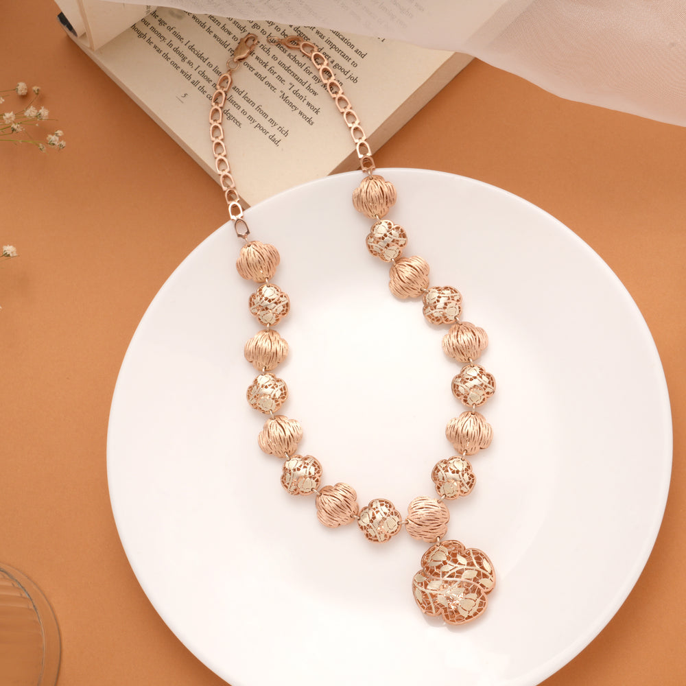 Rose Gold Floral Statement Necklace