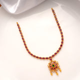 Vintage Ruby Stone Star Drops Pendant Golden Necklace