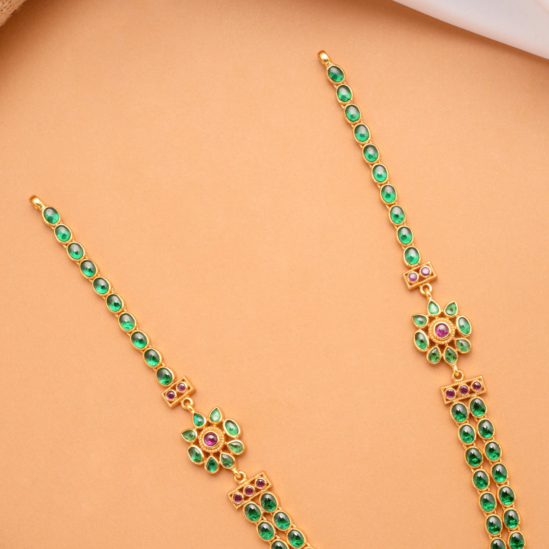 Traditional Two Layer Green Stone Golden Haram