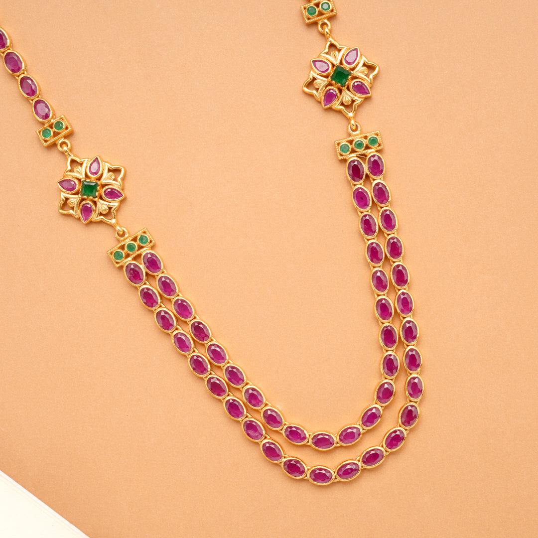 Modern Two Layer Ruby Stone Golden Haram