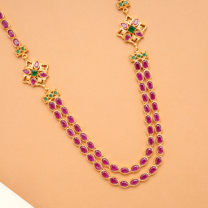 Modern Two Layer Ruby Stone Golden Haram