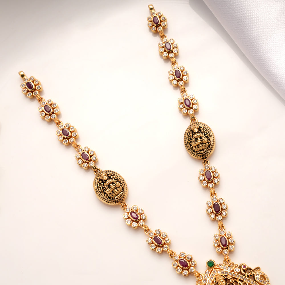 Antique Lakshmi Pendant with Kundan Golden Necklace