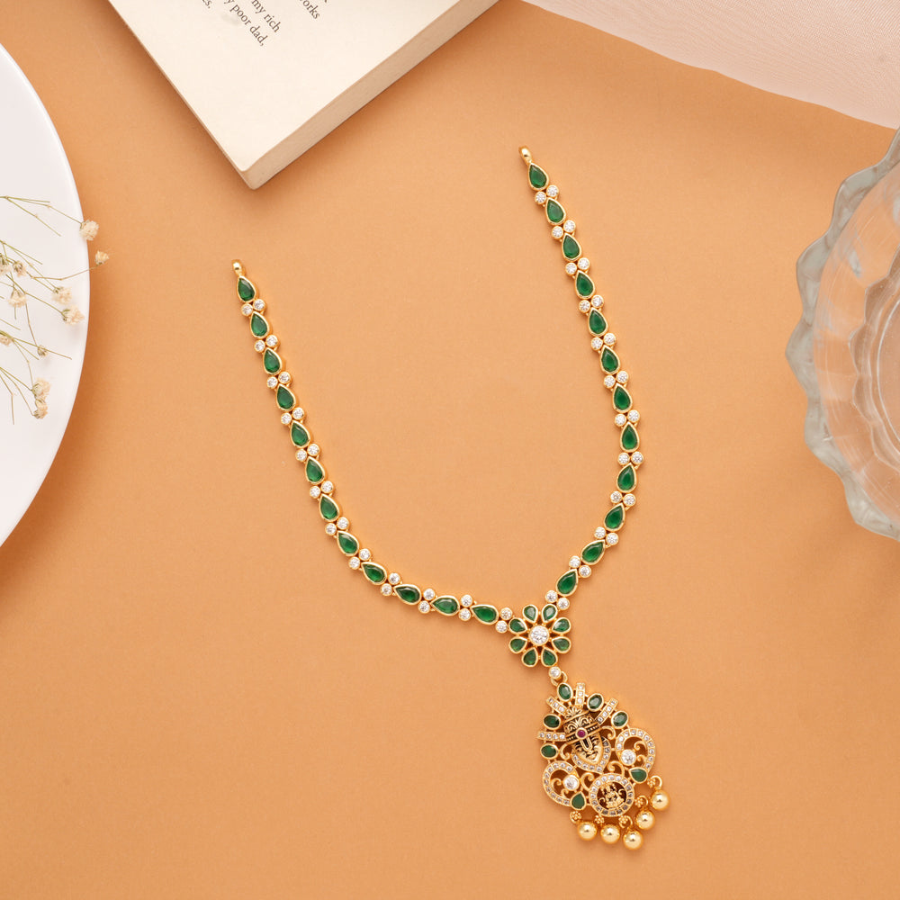 Elegant Emerald Green Temple Pendant Necklace