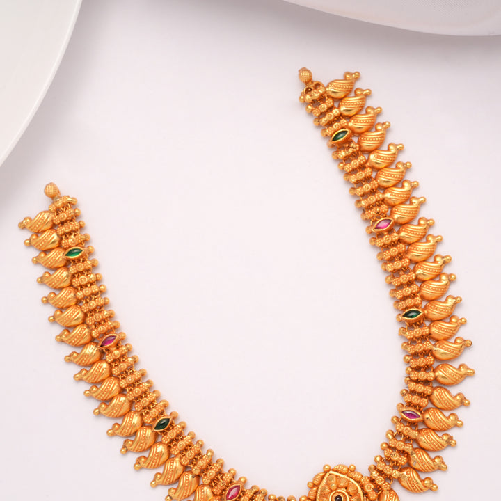 Nagas Mango Drops with Lakshmi Pendant Golden Necklace