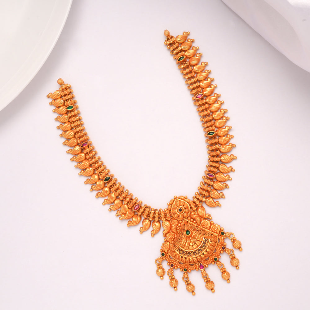 Nagas Mango Drops with Lakshmi Pendant Golden Necklace