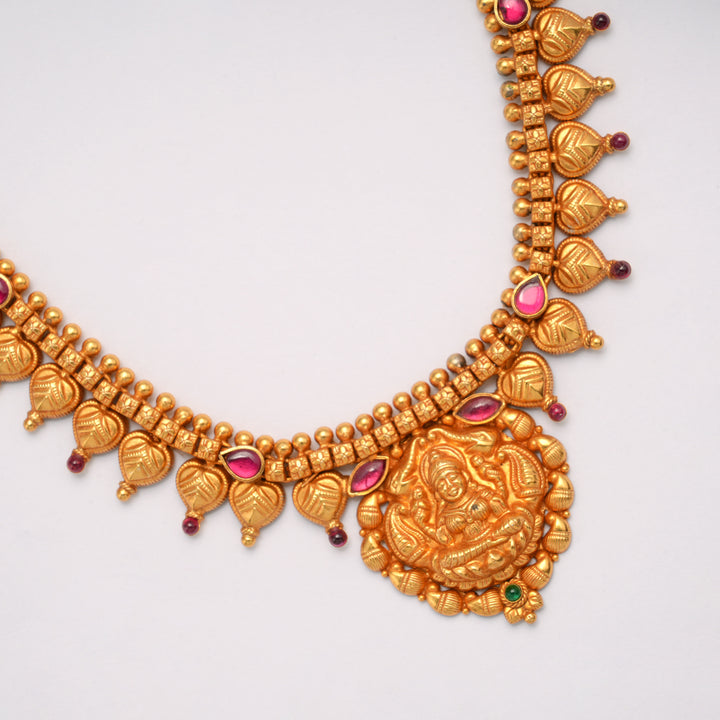Nagas Lakshmi Leaf Gold Plated Necklace