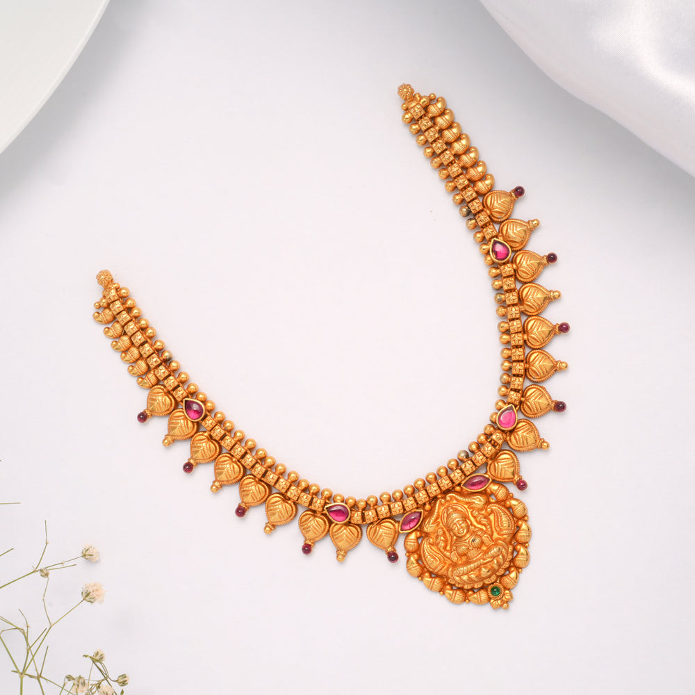 Nagas Lakshmi Leaf Gold Plated Necklace
