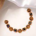 Antique Blue Stone Lakshmi Golden Necklace