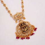 Grand Floral Lakshmi with Stone Pearls Golden Necklace