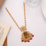 Grand Floral Lakshmi with Stone Pearls Golden Necklace