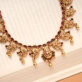 Premium Ruby Stone Mango Drops Golden Necklace