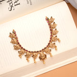 Premium Ruby Stone Mango Drops Golden Necklace