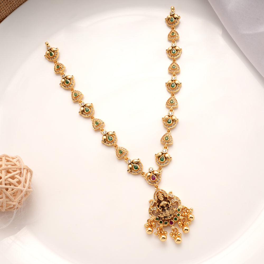 Elegant Temple Lakshmi Golden Necklace