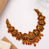 Stunning Peacock Lakshmi with Coral Drops Golden Necklace