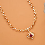 Fancy Stone Pendant Golden Necklace