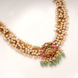 Ethnic Multi Strand Pearl Golden Necklace Set