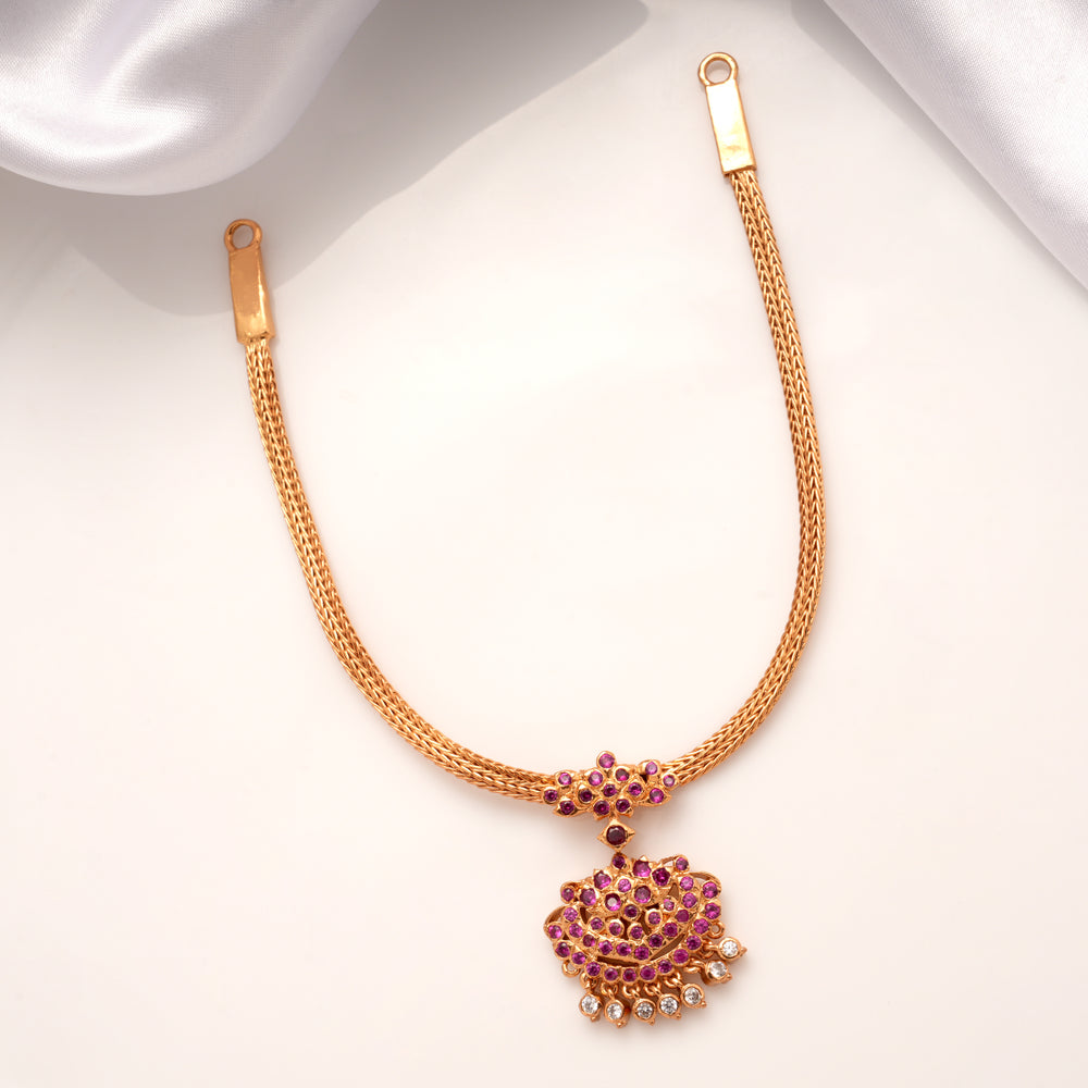 Heritage Emerald Stone Gaja Lakshmi Golden Necklace