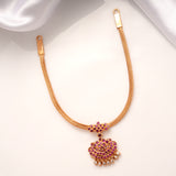 Heritage Emerald Stone Gaja Lakshmi Golden Necklace