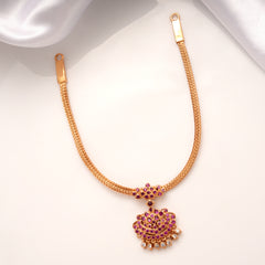 Heritage Emerald Stone Gaja Lakshmi Golden Necklace