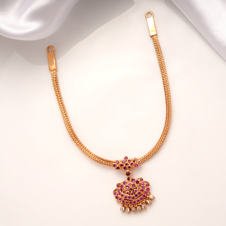 Heritage Emerald Stone Gaja Lakshmi Golden Necklace