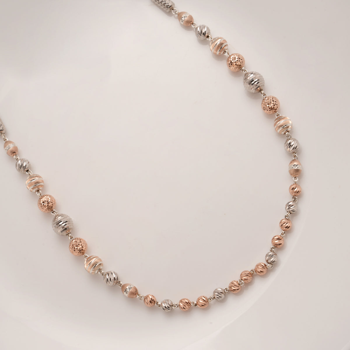 Dual Finish Ball Golden Mala Necklace