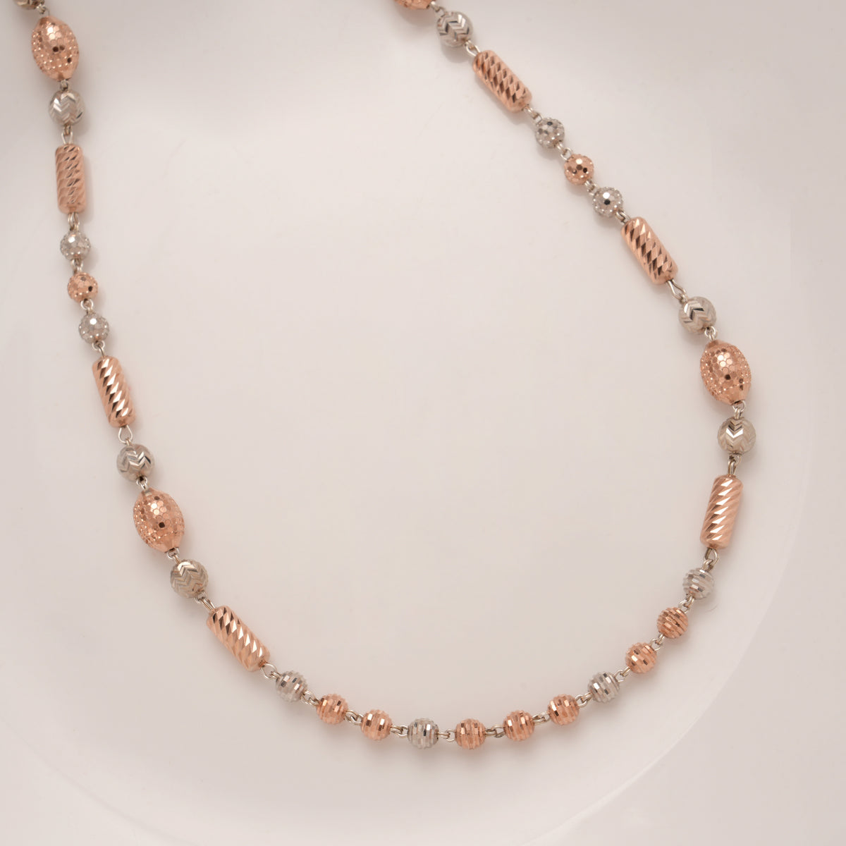 Dual Tone Textured Sleek Bead Golden Chain