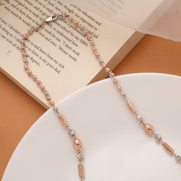 Dual Tone Textured Sleek Bead Golden Chain