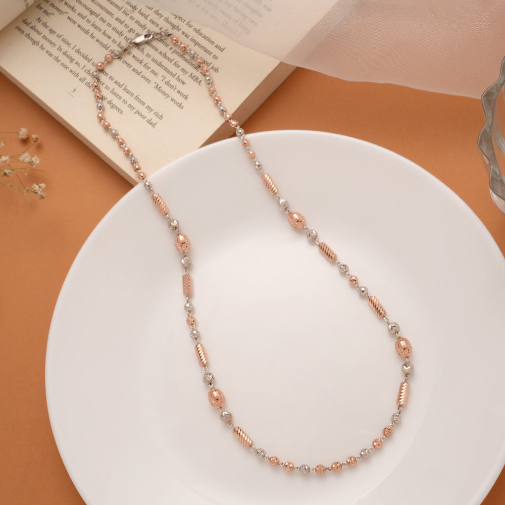 Dual Tone Textured Sleek Bead Golden Chain