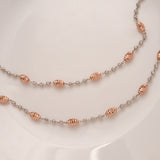 Fancy Beaded Silver Rose Gold Anklet