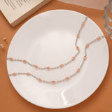 Fancy Beaded Silver Rose Gold Anklet