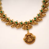 Traditional Mango Design Emerald Stone Golden Necklace
