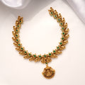 Traditional Mango Design Emerald Stone Golden Necklace