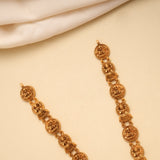 Traditional Lakshmi Nagas Pink Beads Golden Necklace