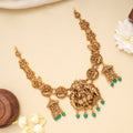 Antique Gaja Lakshmi Emerald Beads Golden Necklace