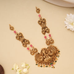 Heritage Pink Stone Golden Lakshmi Necklace