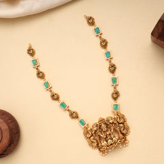 Antique Peacock Gaja Lakshmi Golden Necklace
