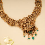 Golden Divine Lakshmi Emerald Beads Necklace