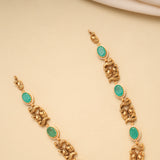 Premium Lakshmi Green Stone Golden Necklace