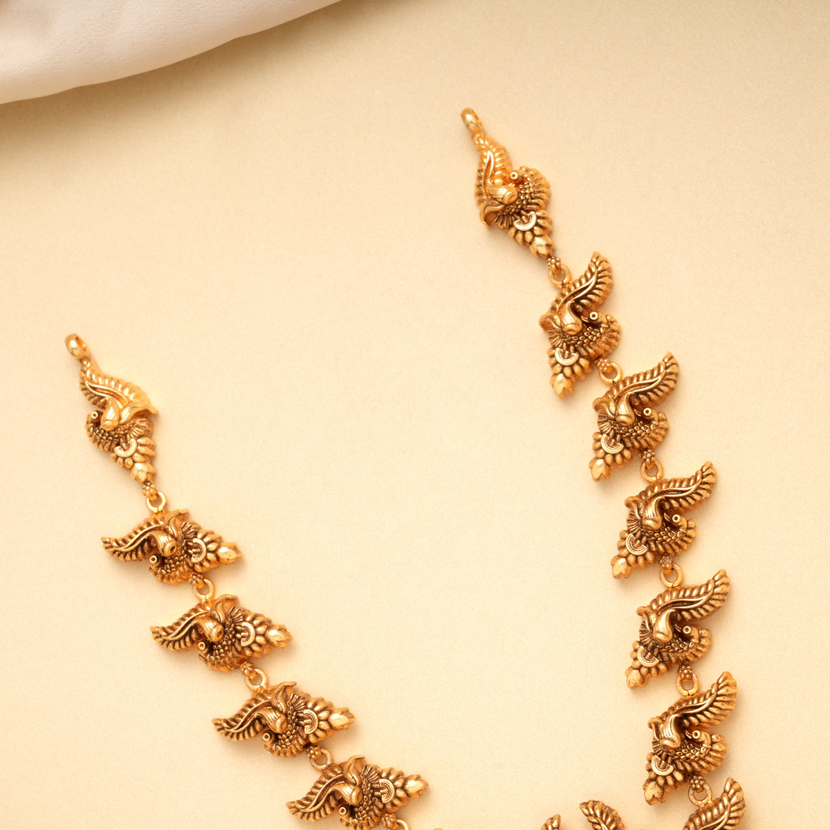 Antique Peacock Lakshmi Golden Necklace