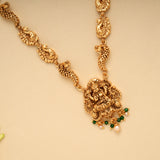 Devotional Lakshmi Green Beads Golden Necklace
