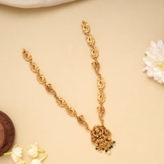 Devotional Lakshmi Green Beads Golden Necklace