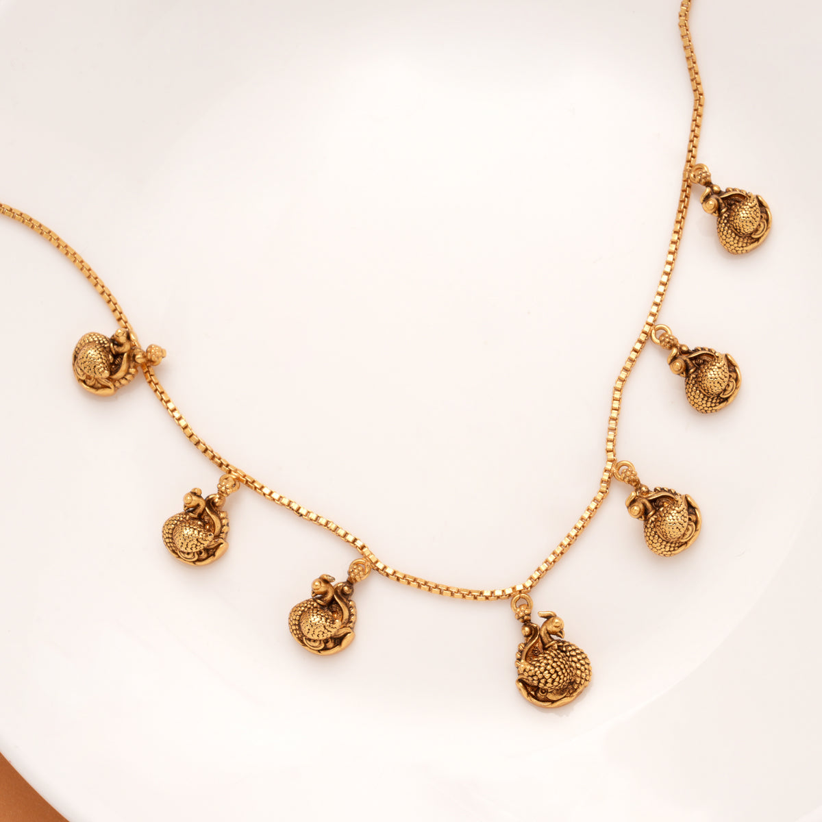 Stylish Golden Peacock Hanging Golden Necklace